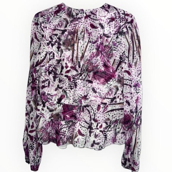 IRO Paris Silk Adya Ruffle flowy boho floral print LS blouse top Red White XS - Picture 3 of 4
